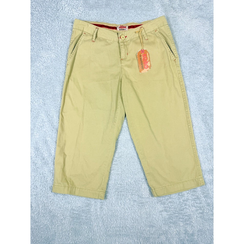 No Boundaries Capri Pants Juniors 9 Tan NWT Wide Leg Cotton‎ Y2K Utility Khaki